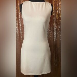 White Sheath Mini Tennis Dress with Crew Neck